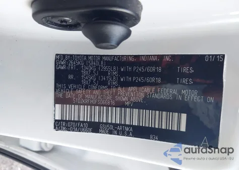 2015 Toyota Highlander Le Plus V6 из США, поврежденный, VIN 5TDZKRFH0FS066816